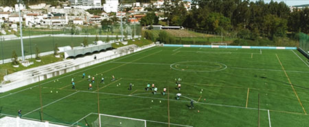 Football trials at stadium in Spain